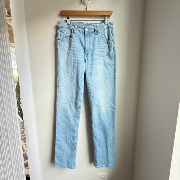 AG Saige Crop High Rise Straight Leg Jeans Light Wash Size 29 - Picture 2 of 8